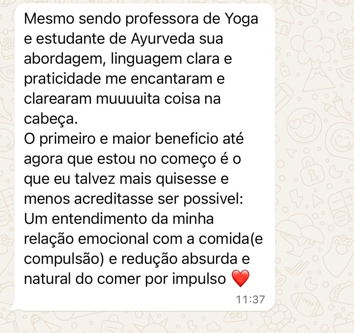 Depoimento sobre compulsão alimentar