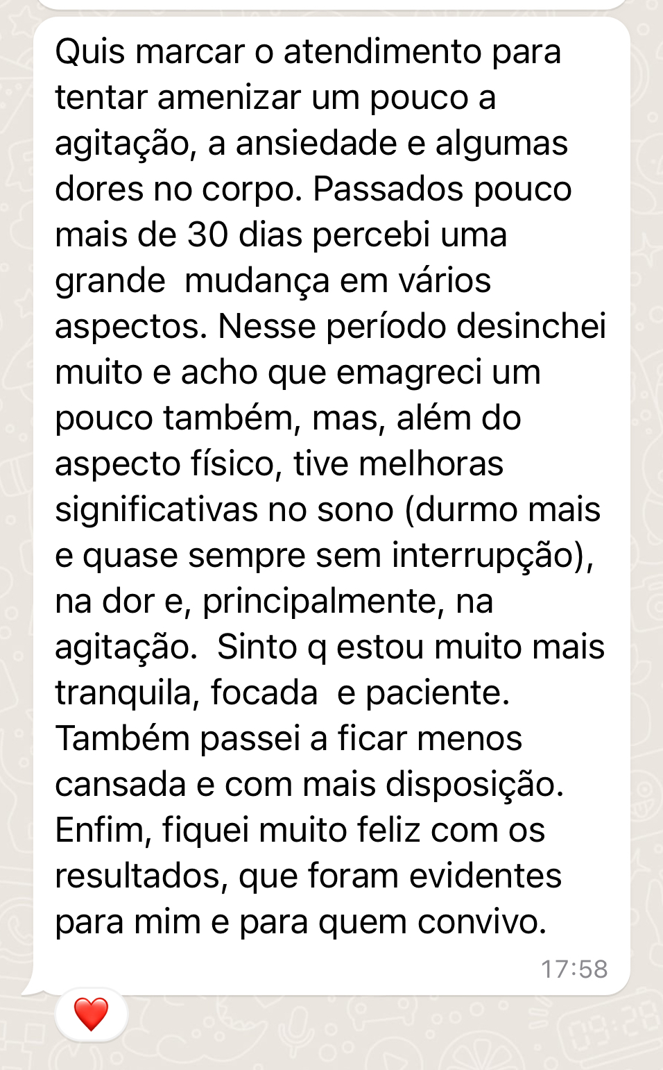 Depoimento sobre transformação em 30 dias